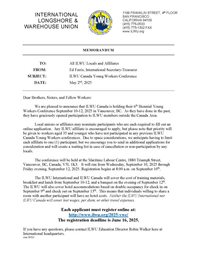 ILWU 2025 Canada Youth Conference