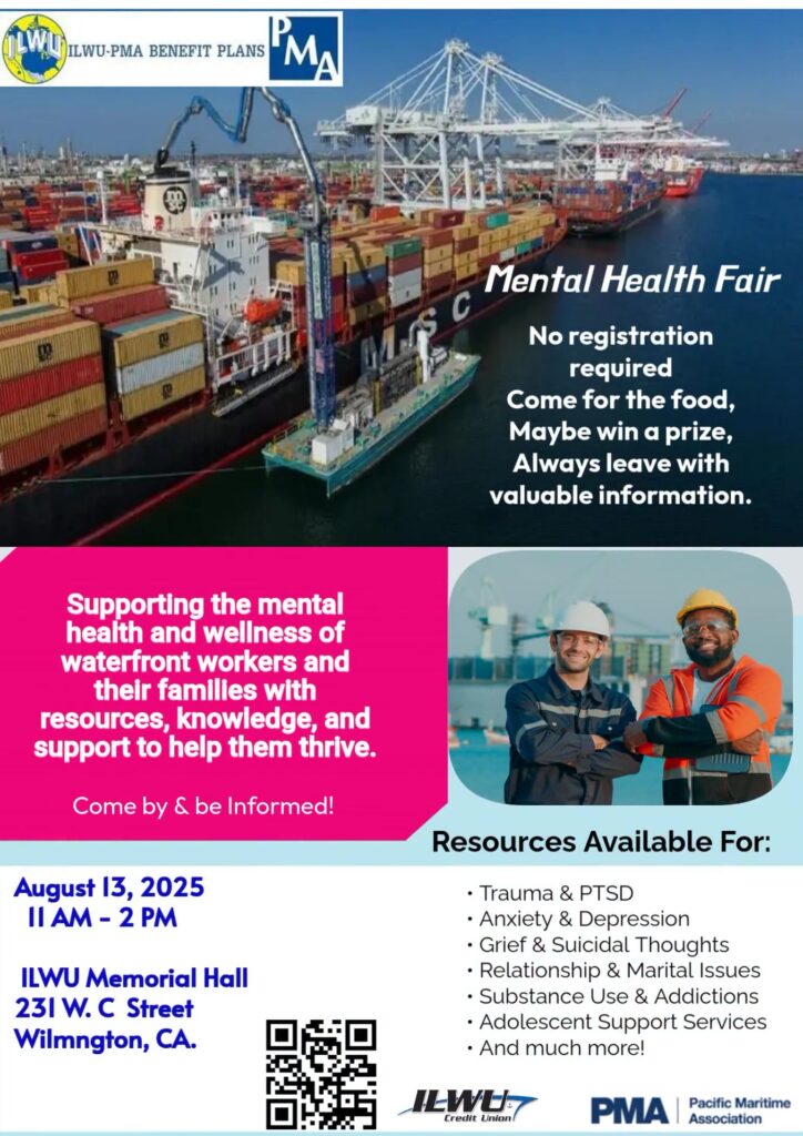 ILWU-PMA Benefit Plans Mental Health Fair August 13 2025